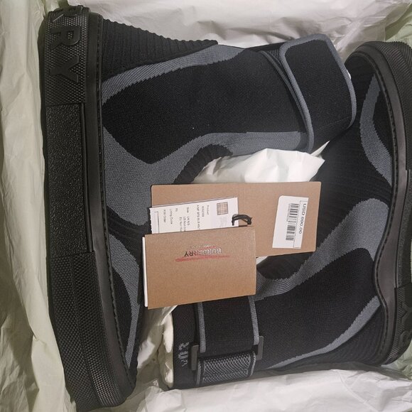 NWT Burberry Men's Black Knitted Stretch Sub High-top Sneakers - Picture 5 of 12